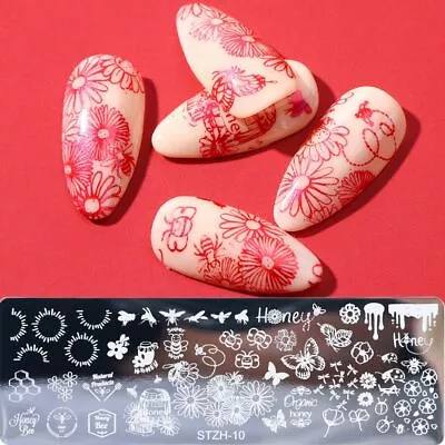 Nail Stamping Plate Gel Polish Template Tool Manicure Stencil Flower Lace Craft • $19.38