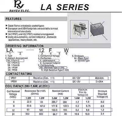 10x Rayex LA-12F Relay 12v 30A 40A 1C 1PDT SPDT Mini Micro Open Frame Caseless • $12.99