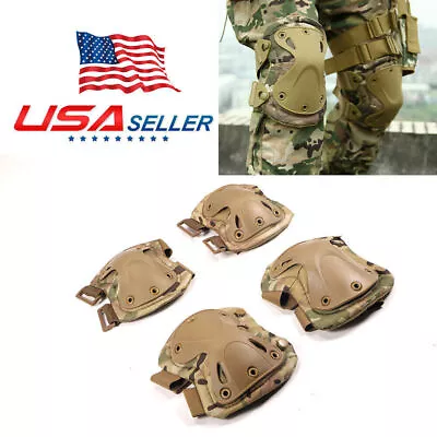 Tactical Military Army Elbow & Knee Pads Airsoft Paintball Sports Protection US • $14.99