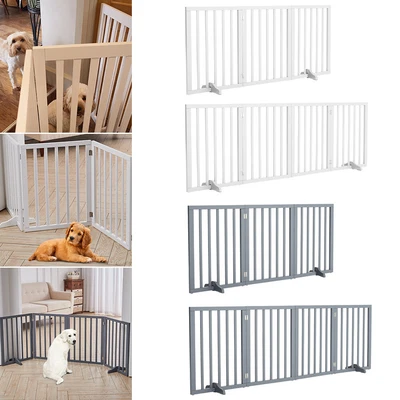£42.95 • Buy 3/4 Fences Panels Foldable Pet Gate Play Door Pen Wooden Divider Barrier Doorway