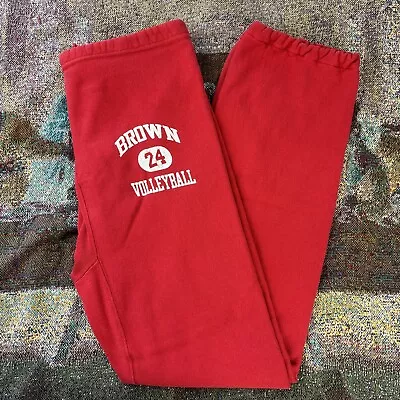 Vtg 80s Brown University Volleyball Champion Reverse Weave Sweat Pants Sz XL Red • $99.99