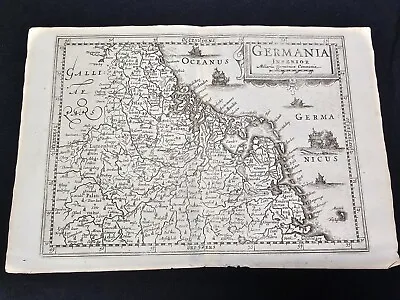 17th Century COPPER ENGRAVED MAP Germania Inferior Militaria Germanica Communia • £65