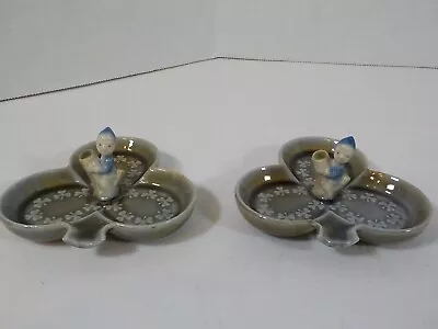 Lot Of 2 Three Leaf Clover Pixie Irish Porceline Trinket Trays By Wade Coarmagh • $25