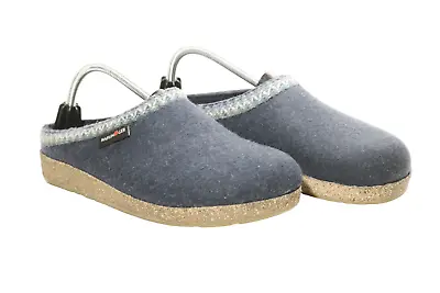 £45.09 • Buy Haflinger Grizzly Zip Zag Slippers 42 Blue Speckled Boiled Wool Casual Comfort