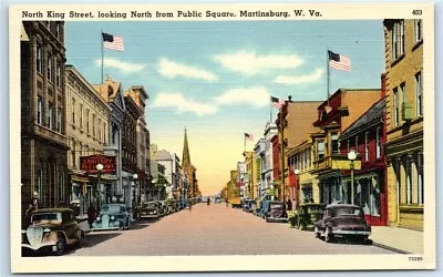 Postcard North King Street Looking N From Public Square Martinsburg WV H107 • $13.48