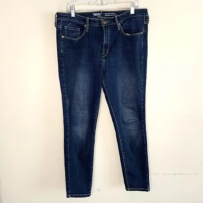 Mossimo Jeans Womens 14 Regular High Rise Skinny Leg Blue Denim Power Stretch • $14.97