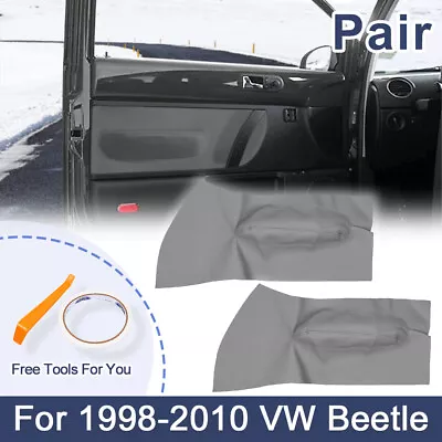 L&R Door Panel Insert Card Leather Cover Fit For Volkswagen Beetle 98-10 Gray • $18.23