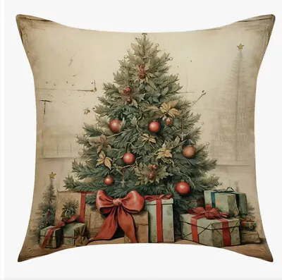 Vintage Christmas Tree Christmas Throw Pillow Covers Winter Holiday Home Decor • $15.95
