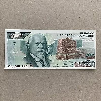 1985 Mexican Memorabilia 2000 Pesos Banknote Justo Sierra Méndez Notes Currency • $11.95