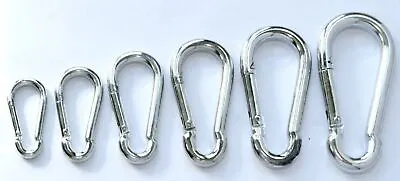 Carabiner Clip Snap Hook Spring Loaded Steel Karabiner Carabina Carbine • £3.50