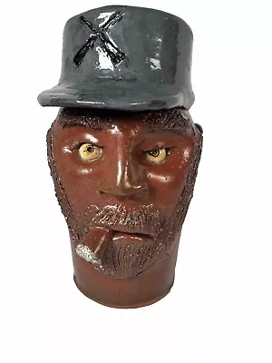 Southern Pottery Face Jug Civil War Soldier Cigar Folk Art Billy Joe Craven • $275