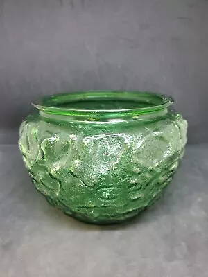 Vintage E.O. Brody Company Green Glass Vase Crinkle Texture Jar Bowl Cleveland • $8