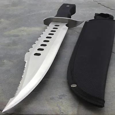 17  LARGE SURVIVAL BOWIE HUNTING KNIFE W/ SHEATH Military Fixed Blade Combat • $16.95