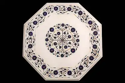 21  White Coffee Center Marble Table Top Inlay Malachite​ Antique Home Decor  • $1100