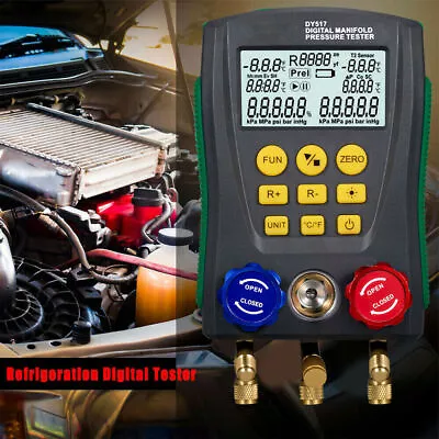 $99.02 • Buy Digital Gauge Manifold HVAC Refrigeration Leak Vacuum Pressure Temp Tester Tools