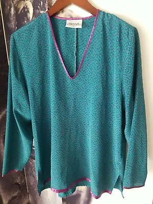 Maggie Shepherd Australia Women's V Neck Long Sleeve Printed Blouse Top Size M • $15.39