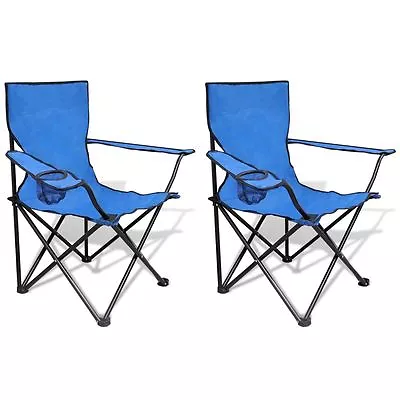 Set Of 2 X Blue Captains Chairs Lightweight Folding Seats Camping Fishing Beach • £28.99