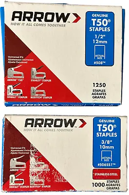 Arrow T50 Staples Lot Of 2 1/2  & 3/8  Staples • $11.99