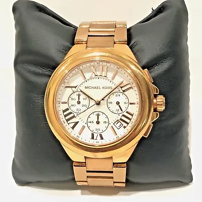 Michael Kors Ladies Mk5757 Rose Gold Chrono Steel Bracelet Camille Watch $250 • $82.95