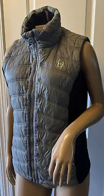 MICHAEL KORS Puffer Vest Women's MEDIUM Full Zip Gray Black Pockets • $19.99