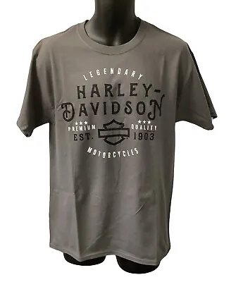 Harley Davidson Men's Flagged Legendary Short Sleeve T-Shirt Gray 3001711-SMGY • $29