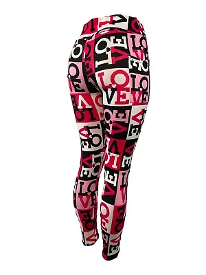 $16.97 • Buy LOVE Blocks Valentine Pink White Black Leggings Multiple Sizes Soft W/POCKETS