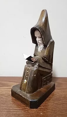 Hand Carved Wooden Monk Figurine Reading The Bible Christian Catholic  • $9.99
