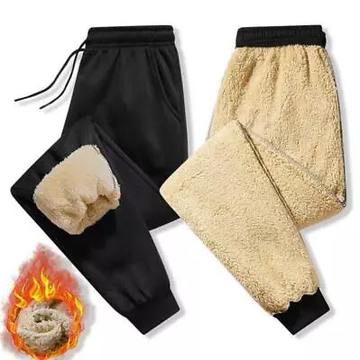Men's Thermal Fleece Jogger Pants Sherpa Lined Sweatpants Winter Warm Thick USA • $16.15