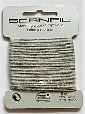 SCHOOL GREY  Scanfil Thread For Darning & Mending - 55% Wool 45% Nylon 15 Metres • £2.05