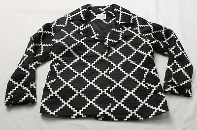 Erin London Women's Geometric Print Quilted Blazer Coat LB3 Black/White Size XL • $16.99