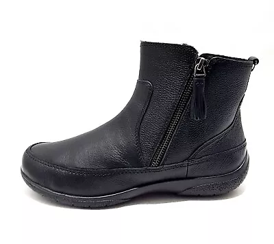 Hotter Aspen Black Leather Boots UK 8 EEE Extra Wide Fit New With Box Double Zip • £54.99