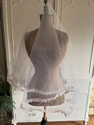 1960s Bridal Veil In Nylon Net Original Vintage • £10