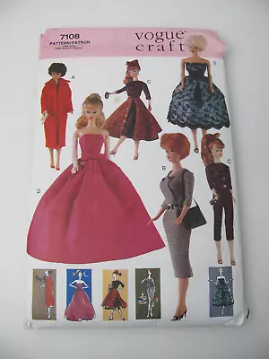 Vogue CRAFT Pattern 7108 Vtg Fashions Barbie Retro Doll Collection CUT (A) • $10.99