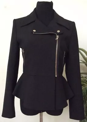 Zara Woman Women’s Black Asymmetrical Jacket With Zip Detail Size M EUC! • $67.99