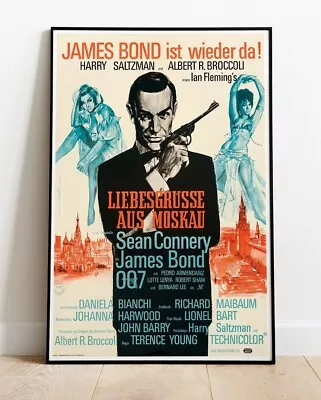 JAMES BOND FROM RUSSIA WITH LOVE GERMAN REPRO Film Poster 36 X24  Similar To A1 • £11.99