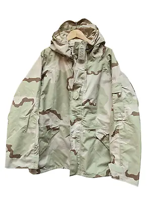 Genuine US Army Tri Colour Desert Camo Gore-Tex ECWCS Parka Jacket XL/Reg #354 • £119.95