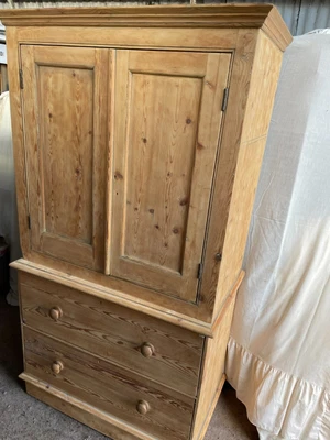 £1295 • Buy Antique Rustic Victorian Pine Cupboard House Keepers Linen Press Cabinet Drawers