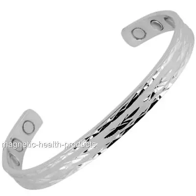 Ladies Copper Magnetic Health Bangle Silver Bracelet Arthritis Pain Relief 58 • £12.99