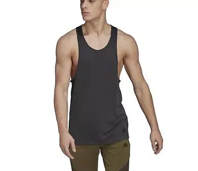 Men's Adidas Vest Tank Sleeveless T-Shirt Yoga Top - Running Fitness Gym - Black • £17.99