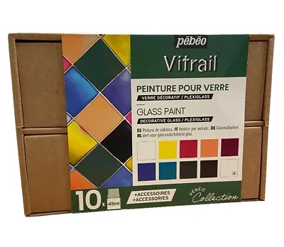 £32.25 • Buy Pebeo Vitrail Glass Painting Collection Set 10 X 45ml Solvent Based Paint 758421