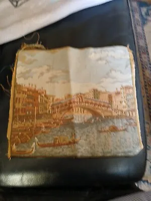 VTG Italy Woven Tapestry Venice Grand Canal Scene Rialto Bridge Arazzo 11 X 9.5  • $25.50