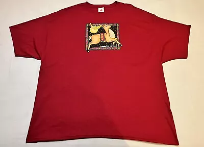 Hanes Men's - EcoSmart - Crewneck Red T-Shirt - Christmas - Reindeer - 3XL • $17.99