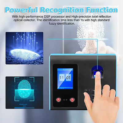 £72.92 • Buy 2.8in 1500pcs Fingerprint Attendance Machine Face Password Time Clock Check-in