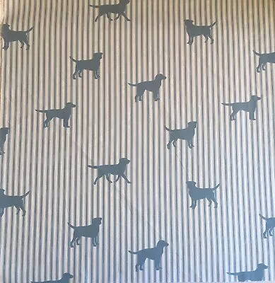 £4.89 • Buy 152cm X 21cm W Emily Bond Labrador On Stripe Blue Lightweight Cotton Fabric New