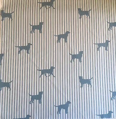 £3.99 • Buy Emily Bond Labrador On Stripe Blue FQ 50cm Square Lightweight Cotton Fabric New