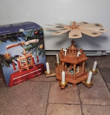$30 • Buy Vintage Germany Weihnachts Pyramide 2-Tier Christmas Nativity Pyramid Carousel 