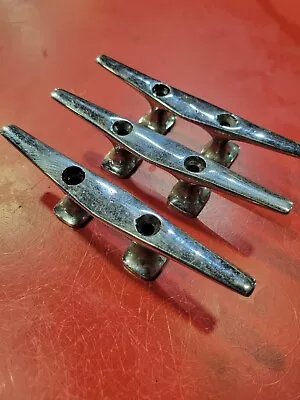 3 Boat Dock Cleats  Marine Rope Cleat / Cheat 6  Chrome Vintage Marine Cleats • $25