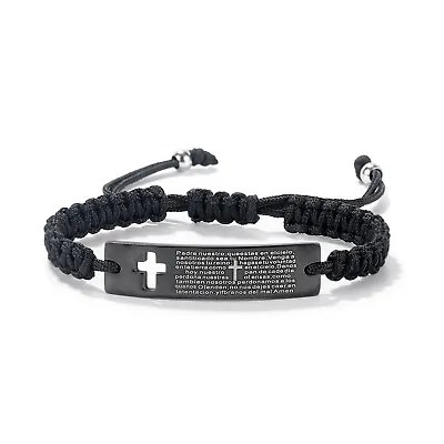 Men Women Stainless Steel Cross Heart Spanish Bible Verse Couple Bracelet • $9.99