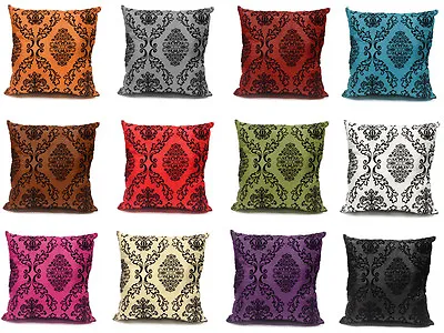 Damask Flock Velvet Print Silk Decorative Cushion Cover Pillow Case 43 Cm Or 17  • £1.89