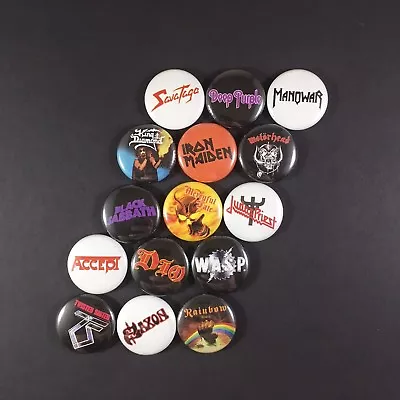 Heavy Metal 1  Button Pin Lot Iron Maiden Judas Priest WASP Accept King Diamond • $11.99